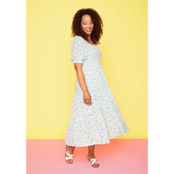 Dresses | Blue White Floral Midi Dress 
